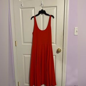 Long red sleeveless dress